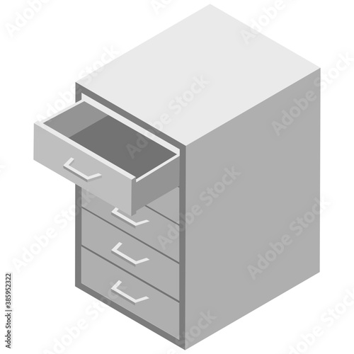 
A wooden chest of drawers to store files and other things
