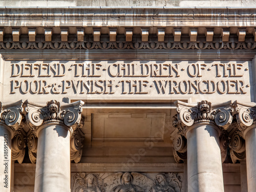 Photography Inscription above the entrance of the Central Criminal Court known as the Old Ba