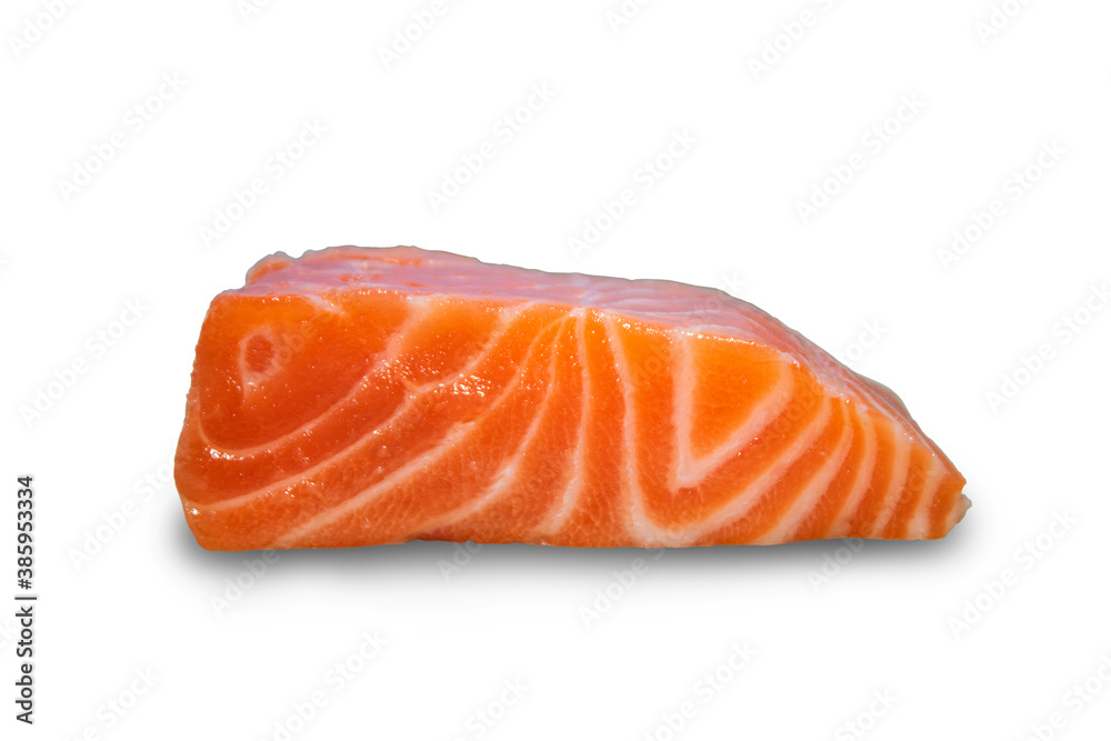 raw salmon on white background