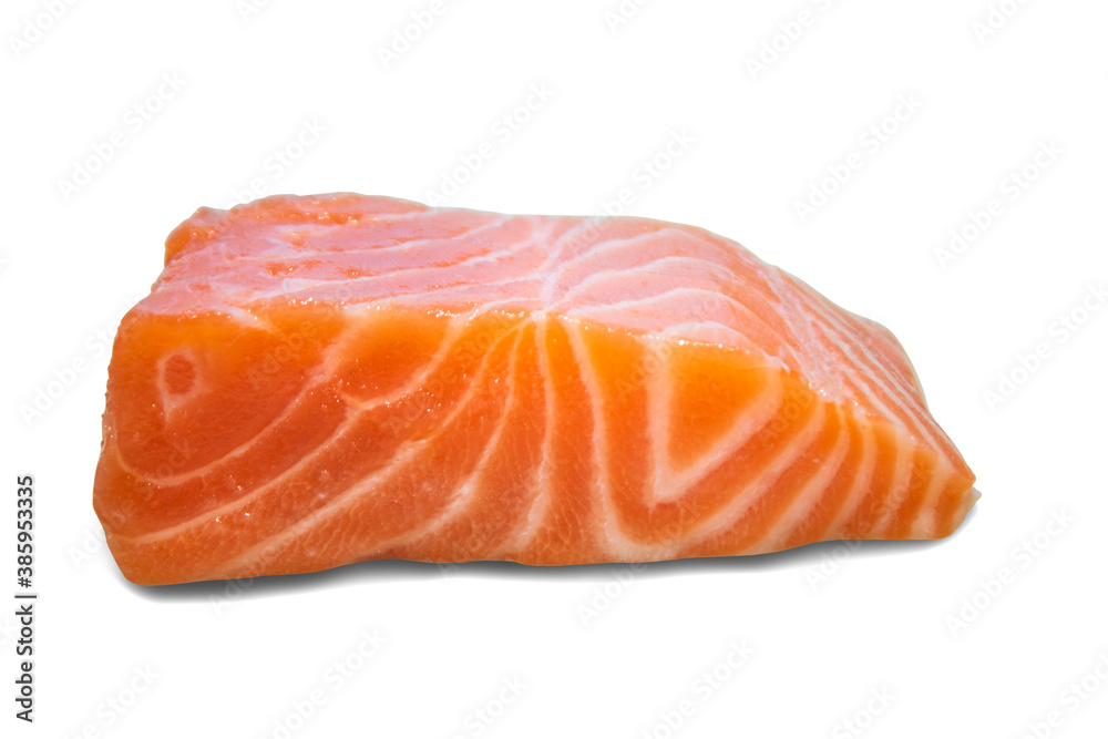 raw salmon on white background