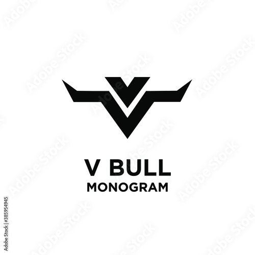 abstract bull horn head initial letter v logo icon design vector illustration white background