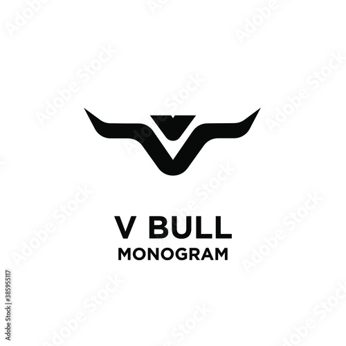 abstract bull horn head initial letter v logo icon design vector illustration white background