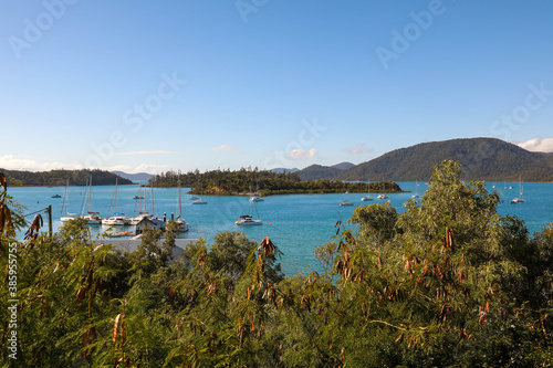 A vibrant day by the beach in Shute Harbour in the Whitsudays, Queensland Australia