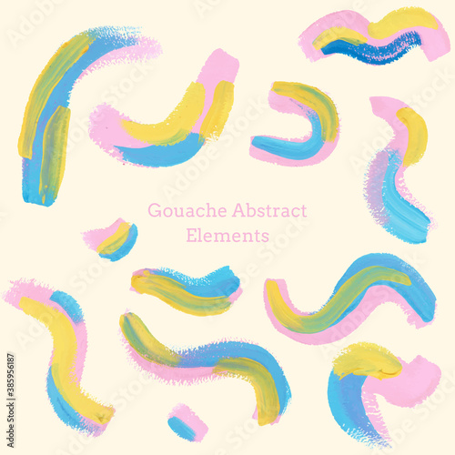 Abstract Gouache Pink Blue Yellow Assets