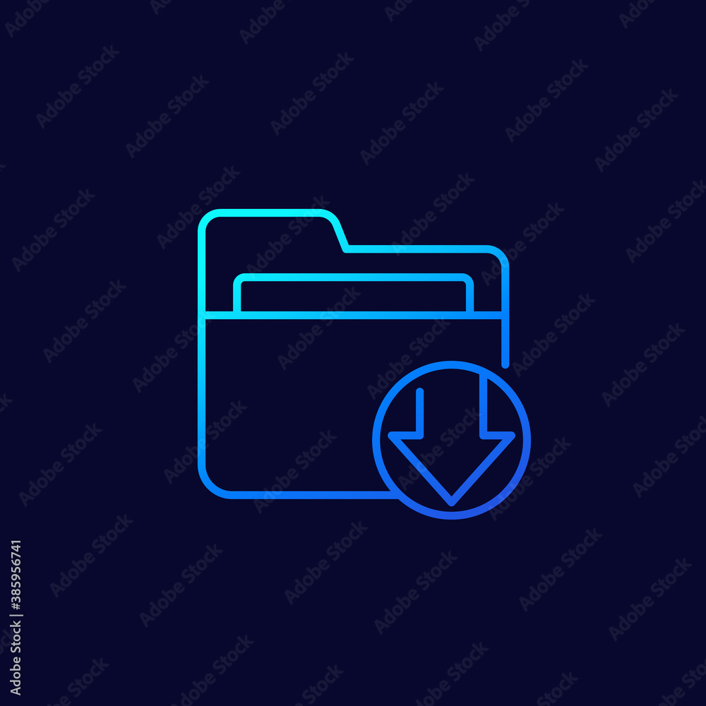 download folder line icon, vector download folder line icon, vector