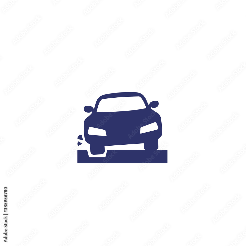 pothole icon with a car