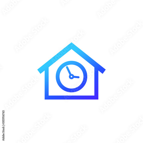 house and time, icon with a clock