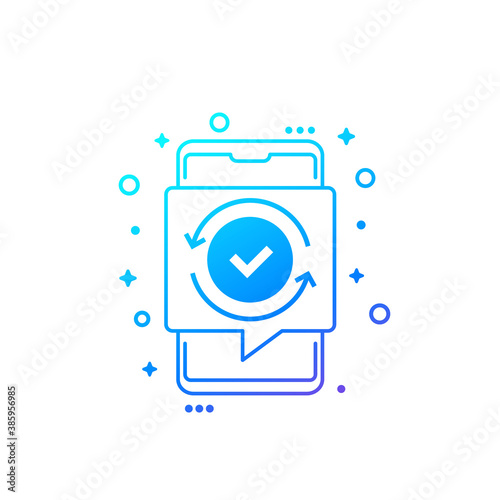 action completed icon with smart phone