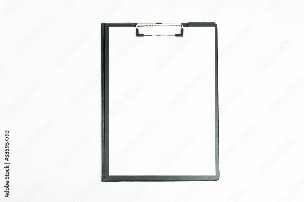 New black clipboard with new clean sheet of paper isolated New black clipboard with new clean sheet of paper isolated