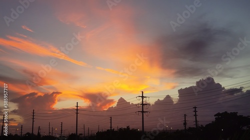 sunset over the city
