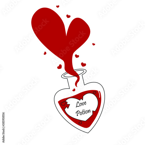 Cute love potion vial isolated cartoon illustration