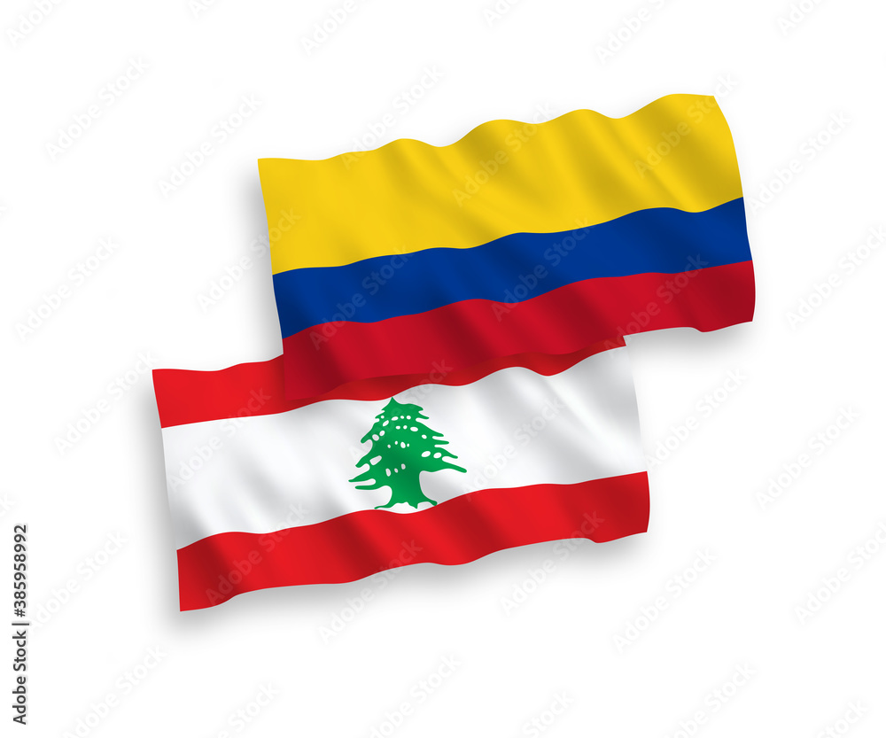 Flags of Lebanon and Colombia on a white background Flags of Lebanon and Colombia on a white background