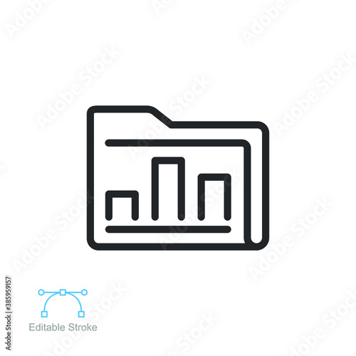 Analyze chart statistic folder icon. processing of analytical and statistical data Collection.Graphic storage of Project documents. Editable stroke Vector illustration Design on white background EPS10