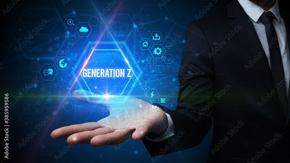 Man hand holding GENERATION Z inscription, social media concept Man hand holding GENERATION Z inscription, social media concept