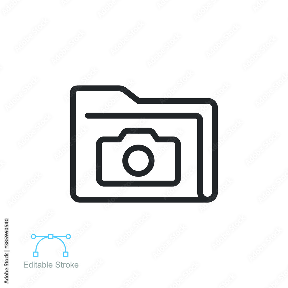 Documents file photo picture line icon. Folder picture for website or mobile app. Camera album gallery. snapshot directory. Editable stroke. Vector illustration. Design on white background. EPS 10