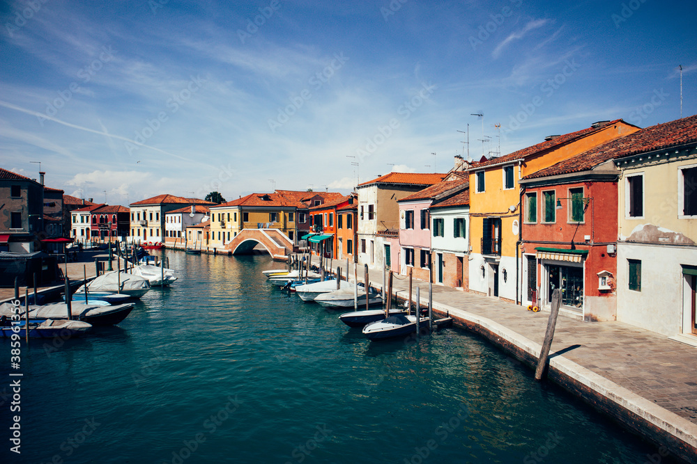 Multi Colored houses of Murano Island, Venice, Italy 