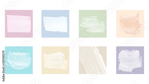 Trendy set of minimal social media post templates. Editable square abstract banners design with watercolor stroke texture. Suitable for social media posts, stories, mobile apps, blogs, quotes