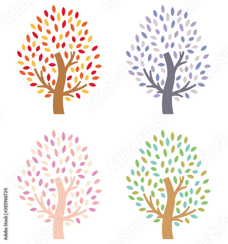 春夏秋冬イメージカラーの木