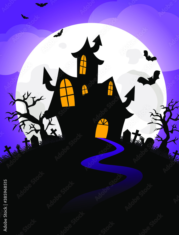 Happy halloween background template in the darkness with pumpkin