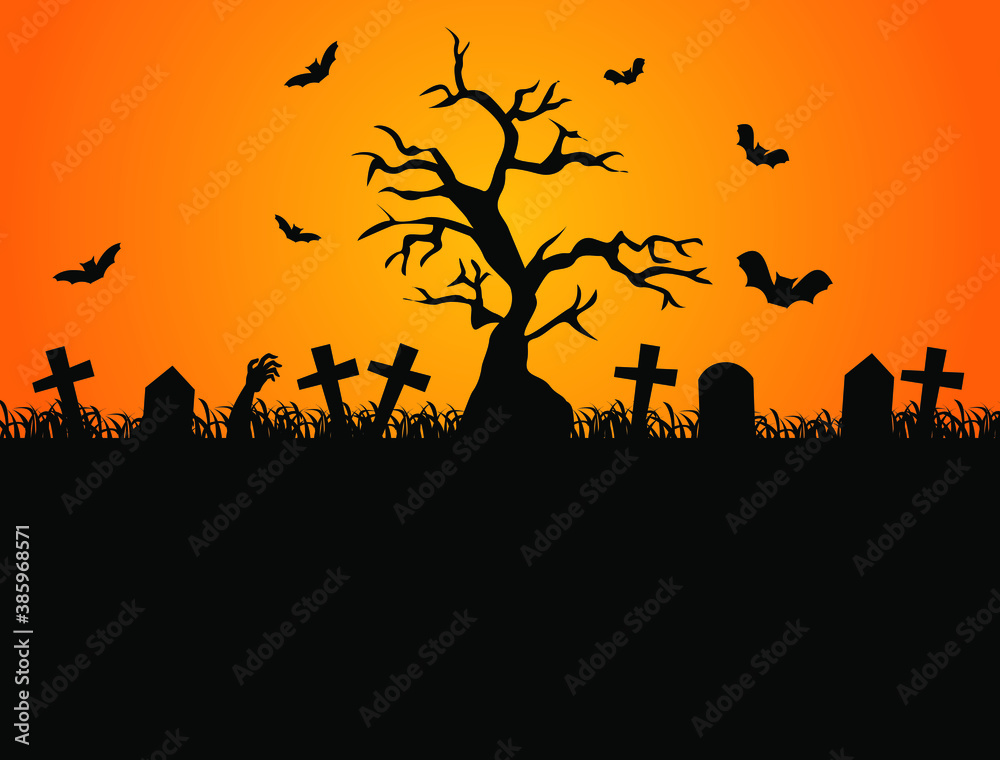 Happy halloween background template in the darkness with pumpkin