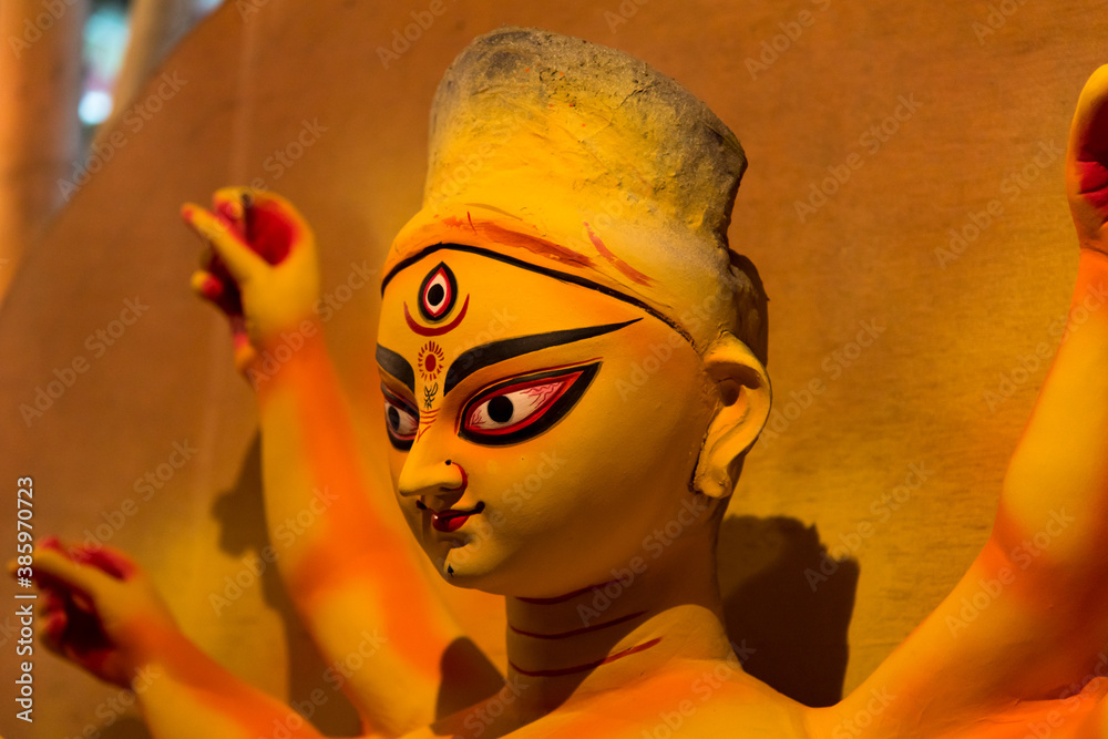Beautiful portrait of Goddess Durga with use of selective focus