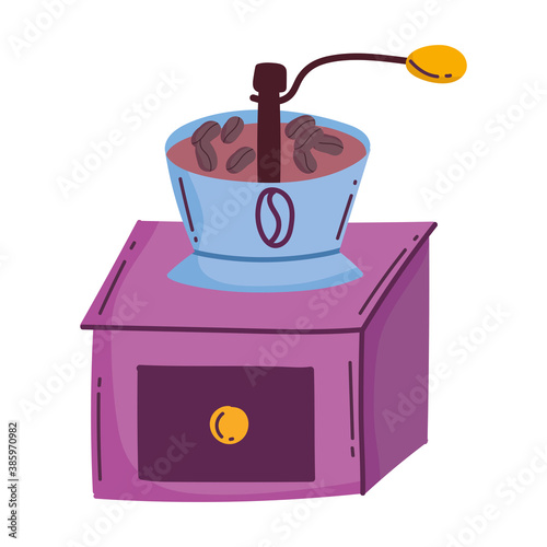 coffee brew grinder manual machine isolated icon style