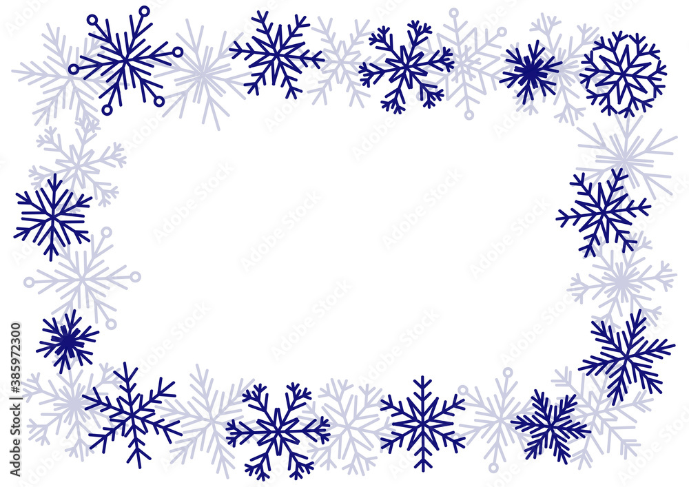 Frame with blue snowflakes on white - element for Christmas and New Year winter design Frame with blue snowflakes on white - element for Christmas and New Year winter design