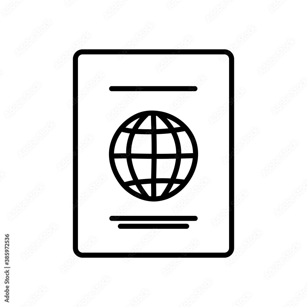 passport icon image, line style passport icon image, line style