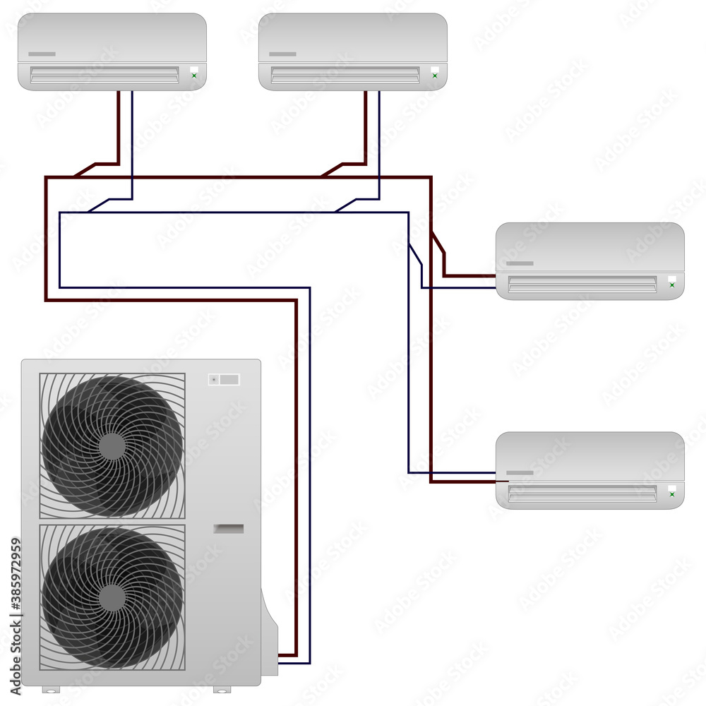 multi-system air conditioner one outdoor unit and several indoor units ...