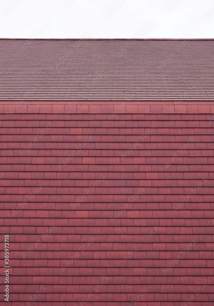 Fototapeta premium red roof tiles, building side view