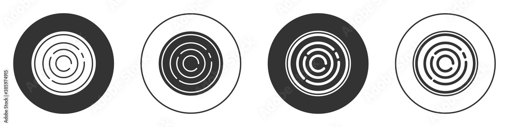Black Checker game chips icon isolated on white background. Circle button. Vector. Black Checker game chips icon isolated on white background. Circle button. Vector.