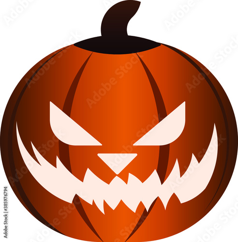 Halloween pumpkin isolated on white background. Jack-o-lantern.