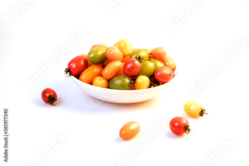 fresh cherry tomato on white background
