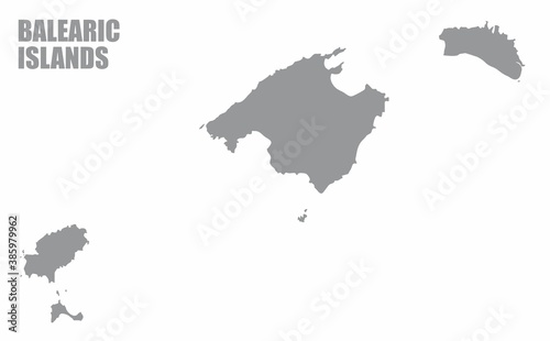 The Balearic Islands silhouette map isolated on white background, Spain photo