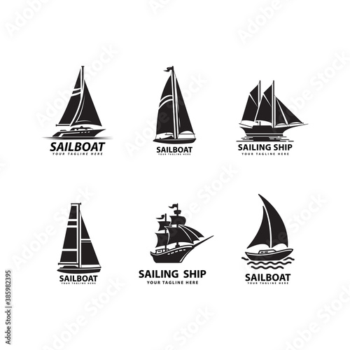 sea transport vehicle vector design sailboat silhouettes on set