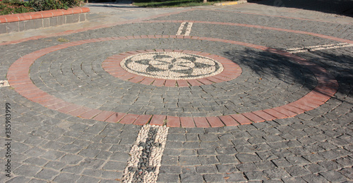 
decorative stone pavement road in the park