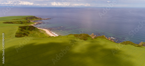 Coastal view of Sunnyside Beach near Findlater Castle on the Moray Coast, Scotland