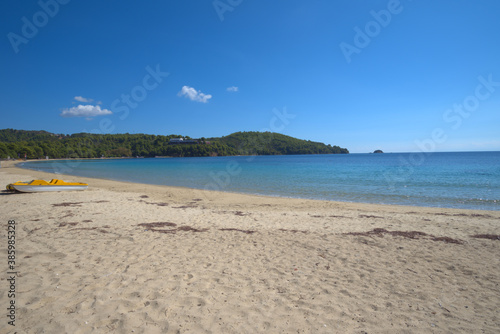 10 10 2020 Greece  Skiathos island  the famous beach Koukounaries   short tourist season  due to COVID-19