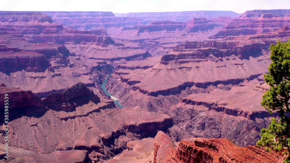 Arizona Grand Canyon A pan across the Grand Canyon with the Colorado River at the bottom Arizona Grand Canyon A pan across the Grand Canyon with the Colorado River at the bottom