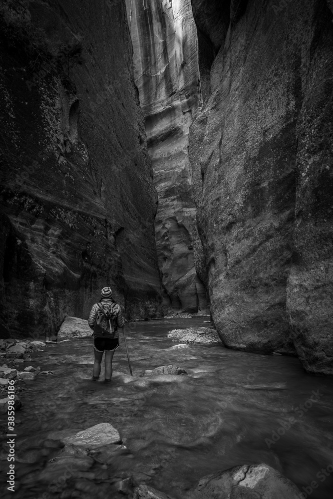 Woman Stands In Rush Water of Virgin River Woman Stands In Rush Water of Virgin River