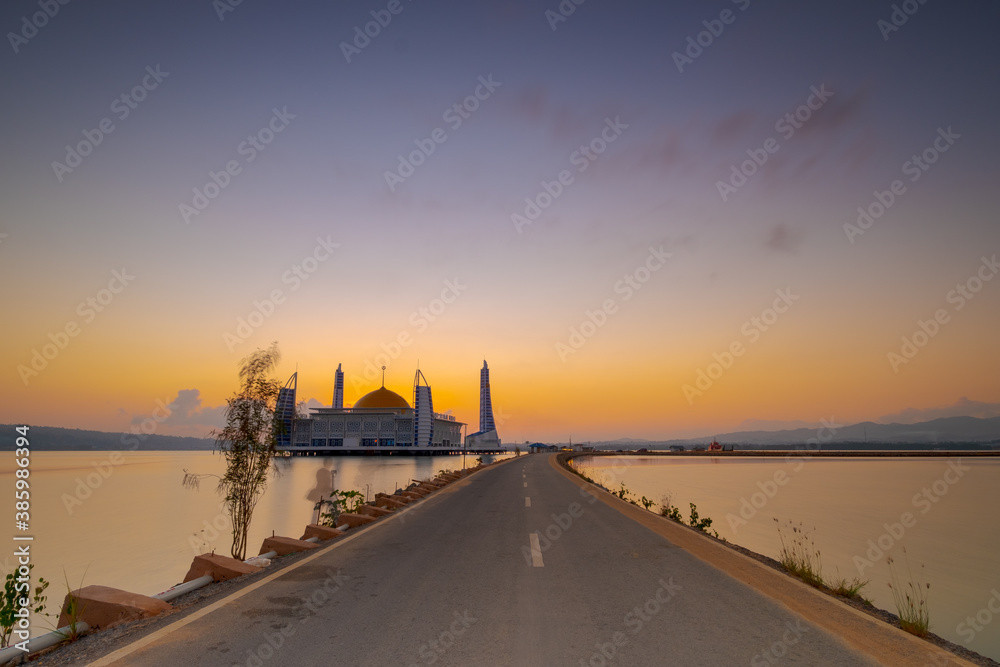 Sunset over the river and Al Alam mosque