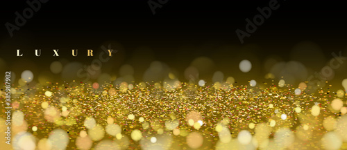 3d luxury shiny glowing gold glitter with shallow depth of field background vector