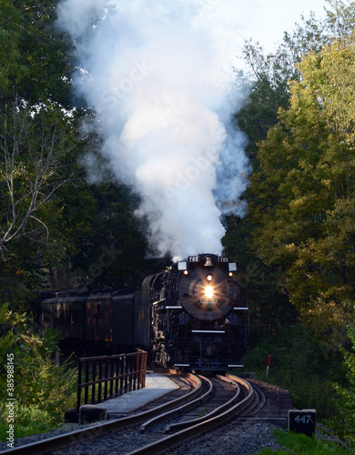 Engine Number 8420 travels North for the Cuyahoga Valley Scenic Railroad in the Cuyahoga Valley National Park on a sunny day in the Fall.