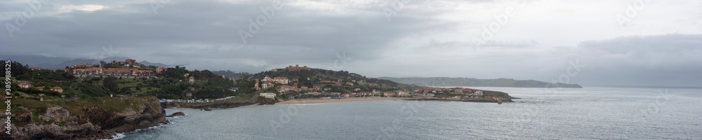 Panorama of Comillas, north coast of Spain.