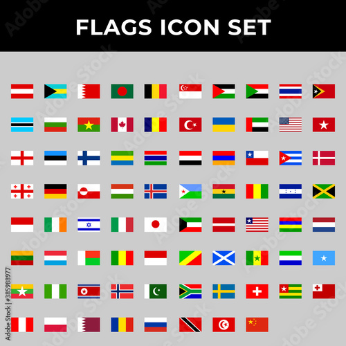 flags country icon set include austria,bahrain,canada,england,finland,germany,greenland,indonesia,japan,italy,palestine,singapore,russia,turkey