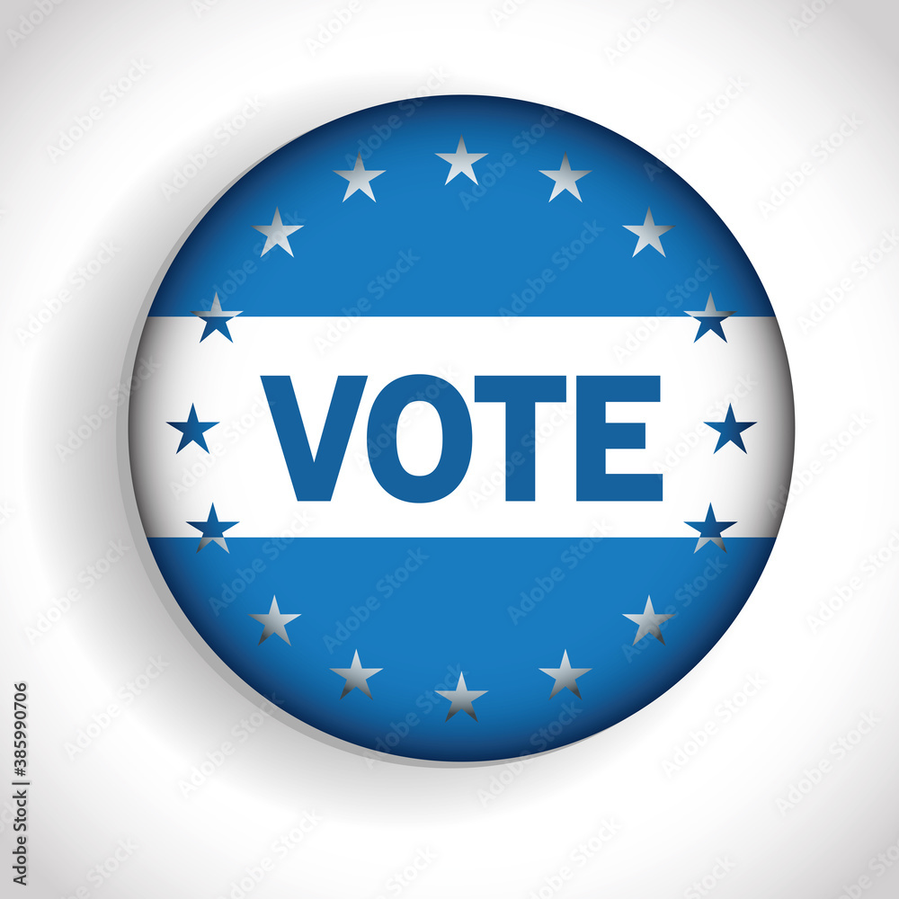 Presidential election usa vote button with stars vector design Presidential election usa vote button with stars vector design