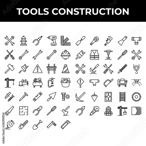 tools construction icon set include wrench,hydrant,pliers,drill,pan tone,screwdriver,wrenches,helmet,hammer,roller,sign,delimiter,cone,vise,compressor,clamp,shield,screw,nail,water pass,shovel,bold