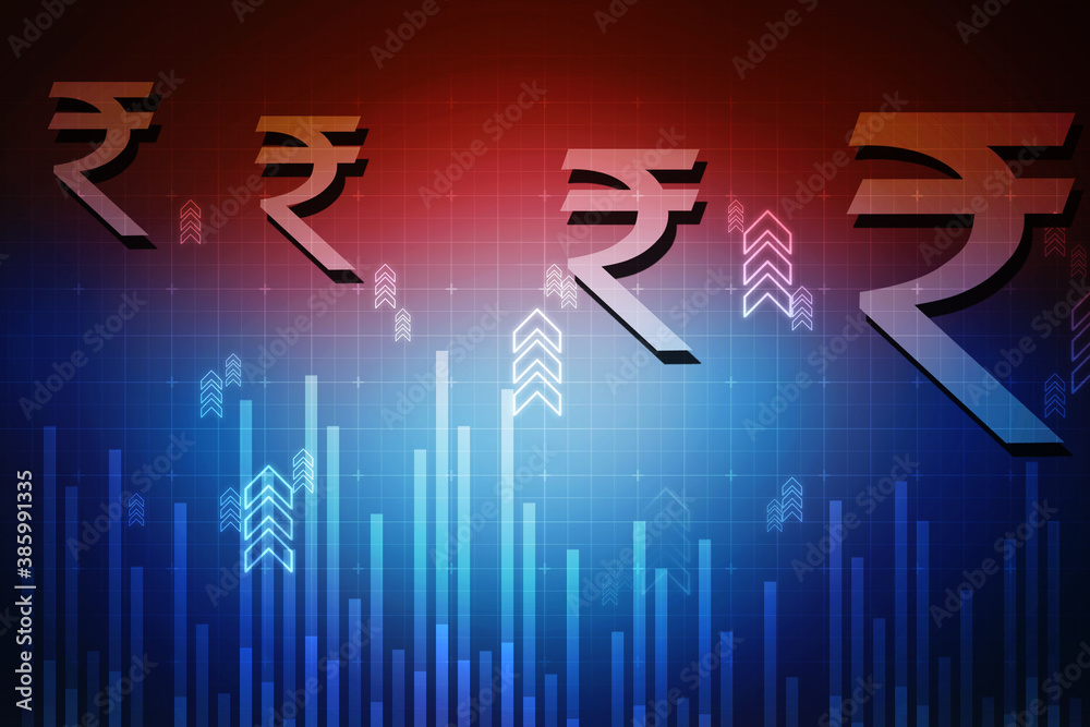 Rupee currency . 2D rendering illustration