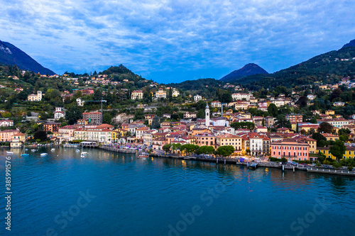 Aerial view  Menaggio in the morning  Lake Como  Province of Como  Lombardy  Italy