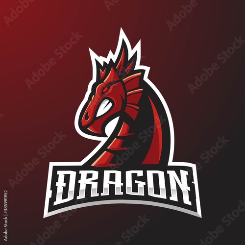 Red Dragon mascot logo for gaming with dark background